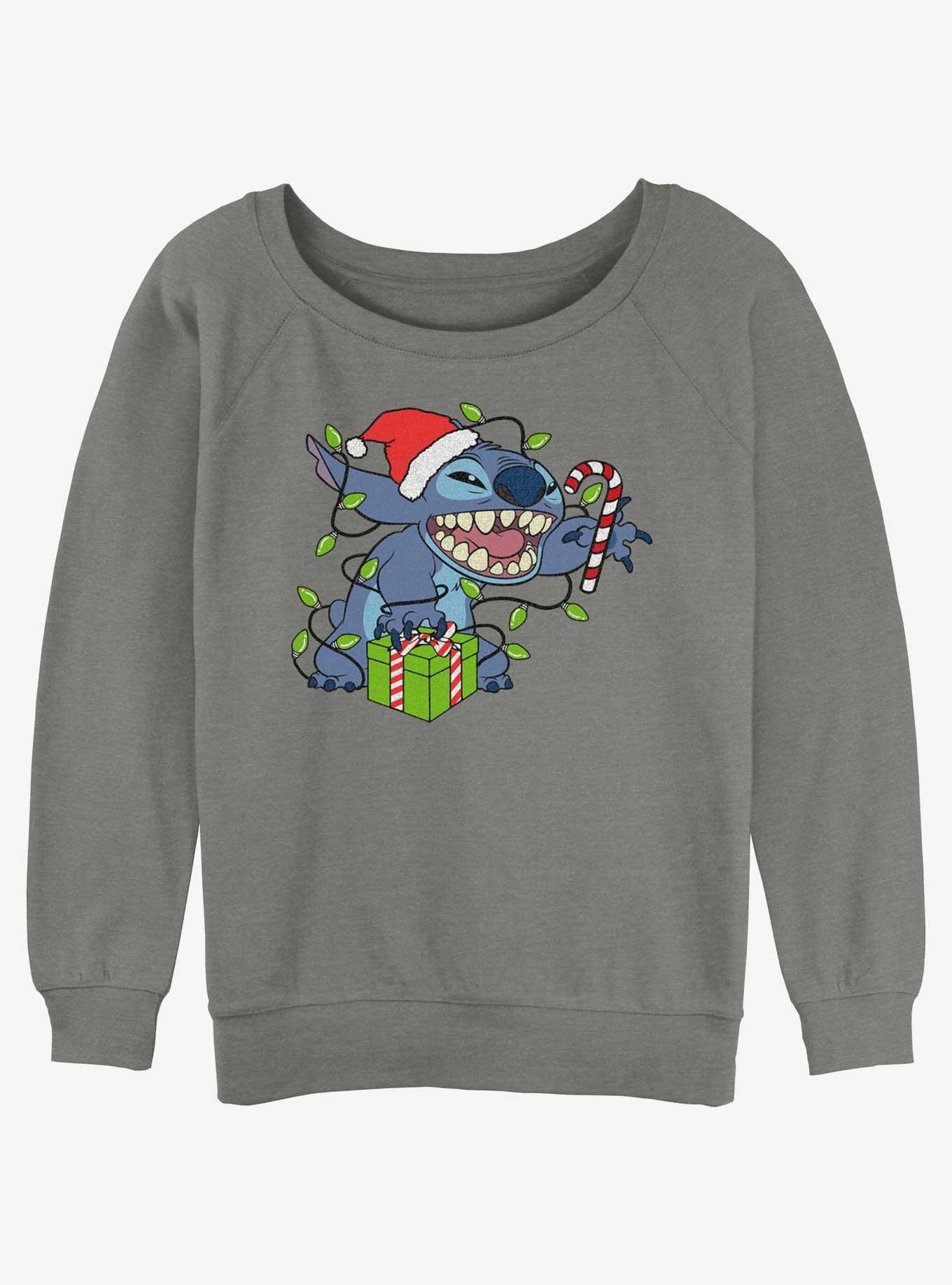 Disney Lilo & Stitch Christmas Lights Womens Slouchy Sweatshirt, , hi-res
