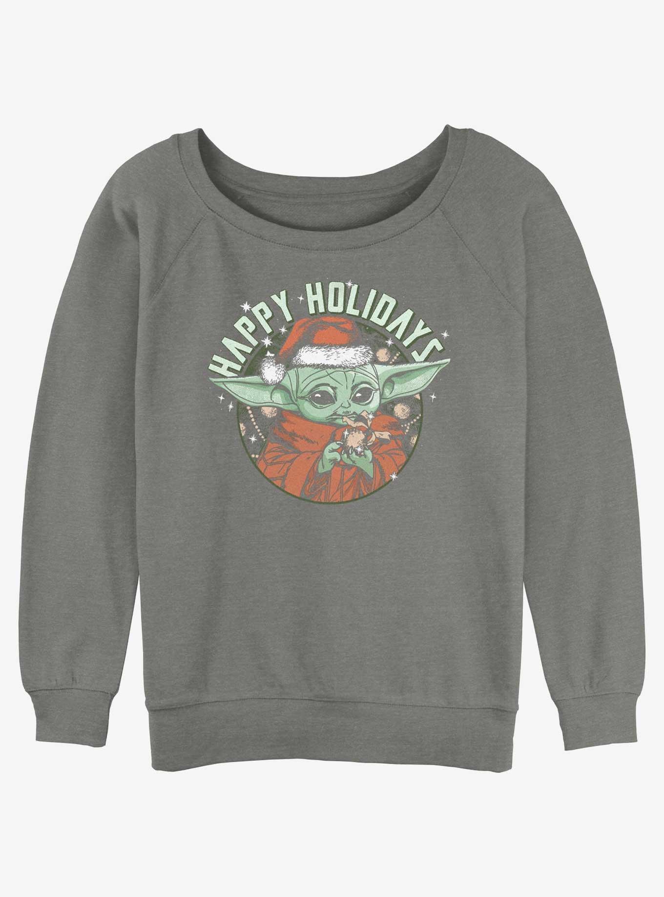 Star Wars The Mandalorian Grogu Holidays Womens Slouchy Sweatshirt, , hi-res