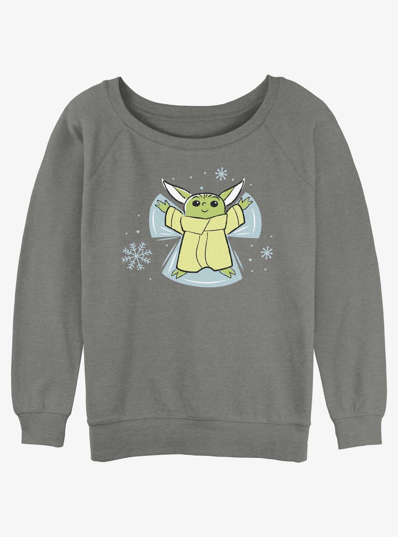 Star Wars The Mandalorian Grogu Snow Angel Womens Slouchy Sweatshirt, , hi-res