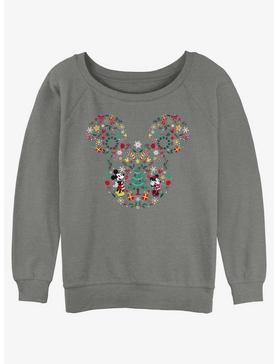 Plus Size Disney Mickey Mouse Holiday Icon Ear Fill Womens Slouchy Sweatshirt, , hi-res