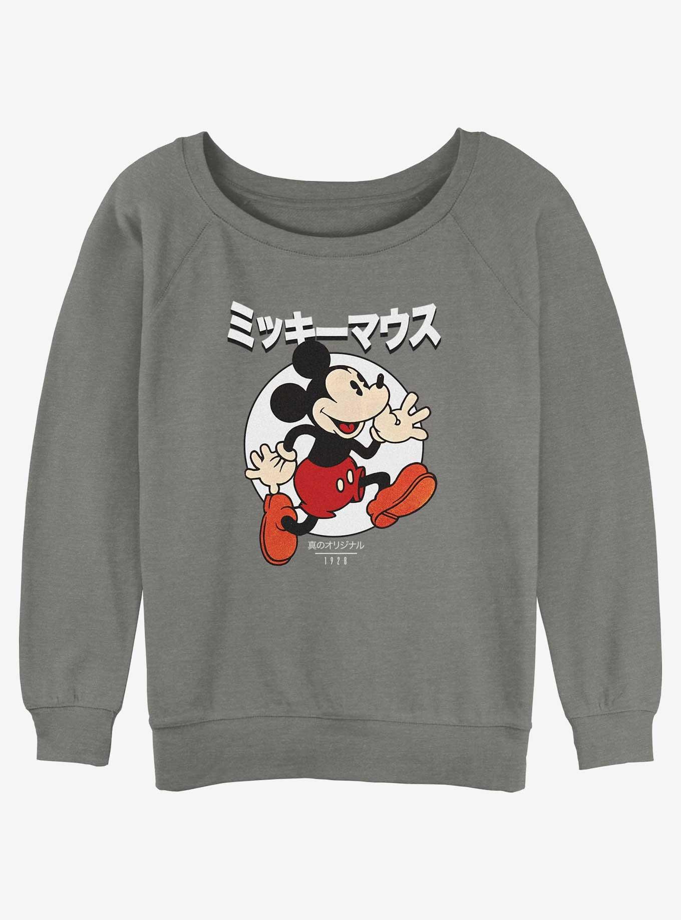 Disney Mickey Mouse Original Mouse in Japanese Womens Slouchy Sweatshirt, GRAY HTR, hi-res