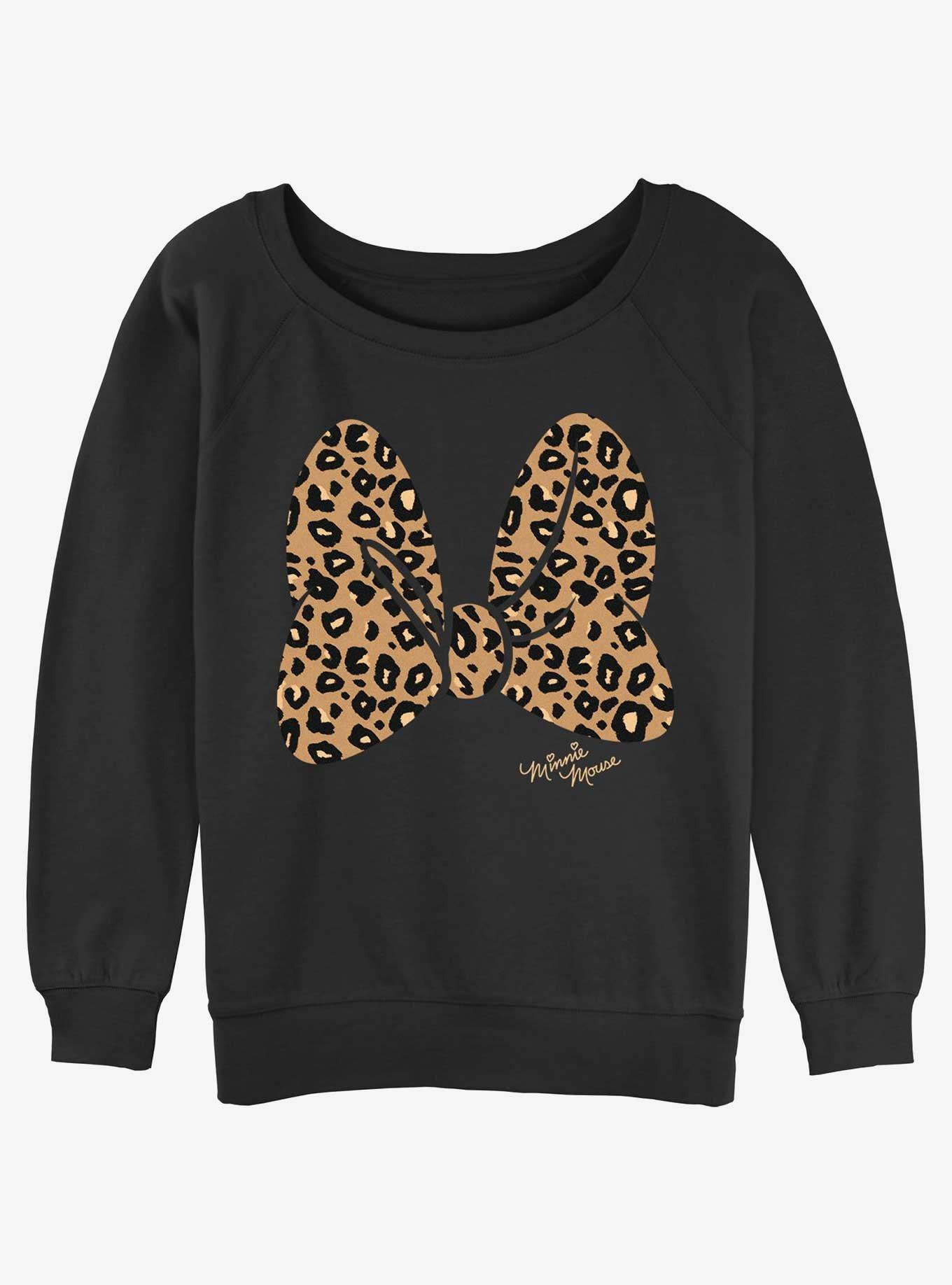 Disney Minnie Mouse Animal Print Bow Womens Slouchy Sweatshirt, , hi-res