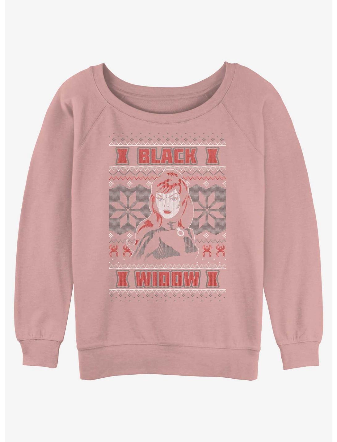 Marvel Black Widow Ugly Christmas Womens Slouchy Sweatshirt, DESERTPNK, hi-res