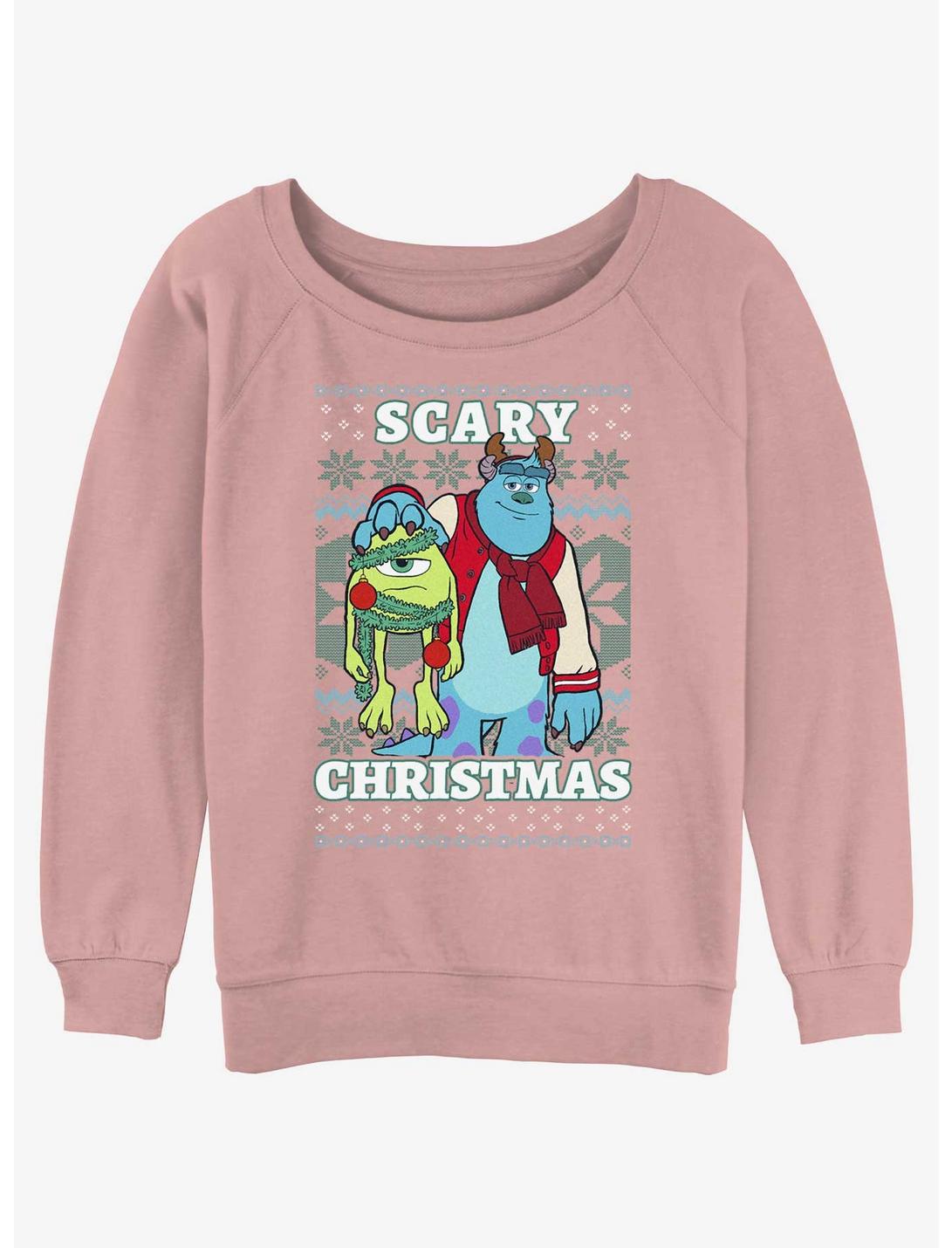 Disney Pixar Monsters University Scary Ugly Christmas Womens Slouchy Sweatshirt, DESERTPNK, hi-res