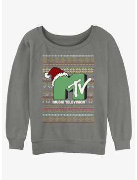 MTV Logo Ugly Christmas Womens Slouchy Sweatshirt, , hi-res