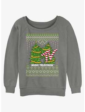 MTV Tree Ugly Christmas Womens Slouchy Sweatshirt, , hi-res