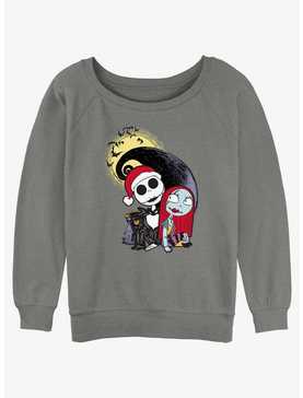 Disney The Nightmare Before Christmas Santa Jack and Sally Womens Slouchy Sweatshirt, , hi-res