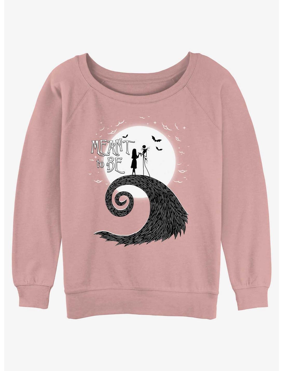 Disney The Nightmare Before Christmas Meant To Be Jack and Sally Womens Slouchy Sweatshirt, DESERTPNK, hi-res