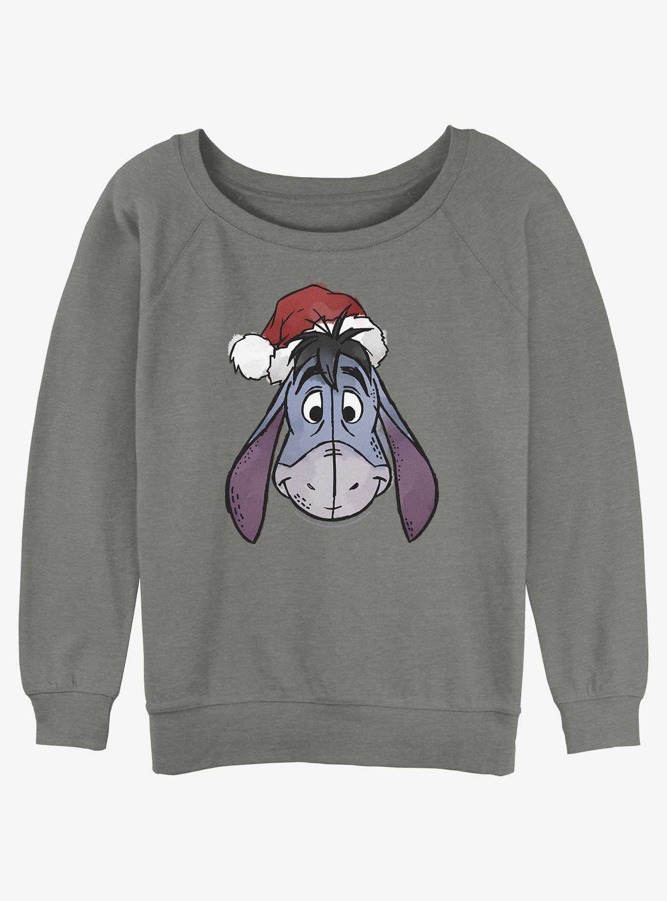 Disney Winnie The Pooh Santa Hat Eeyore Womens Slouchy Sweatshirt, , hi-res