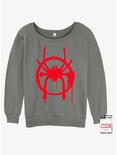 Marvel Spider-Man Miles Morales Symbol Womens Slouchy Sweatshirt, GRAY HTR, hi-res