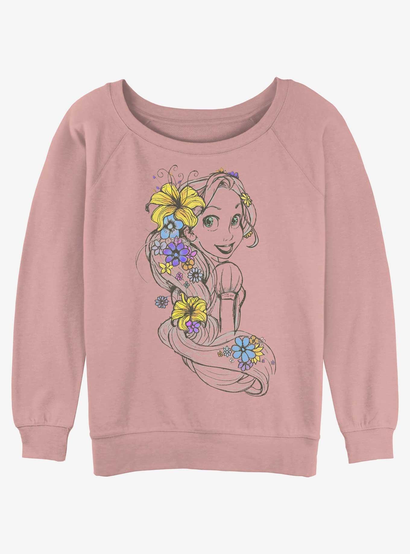 Disney Tangled Rapunzel Sketch Womens Slouchy Sweatshirt, DESERTPNK, hi-res