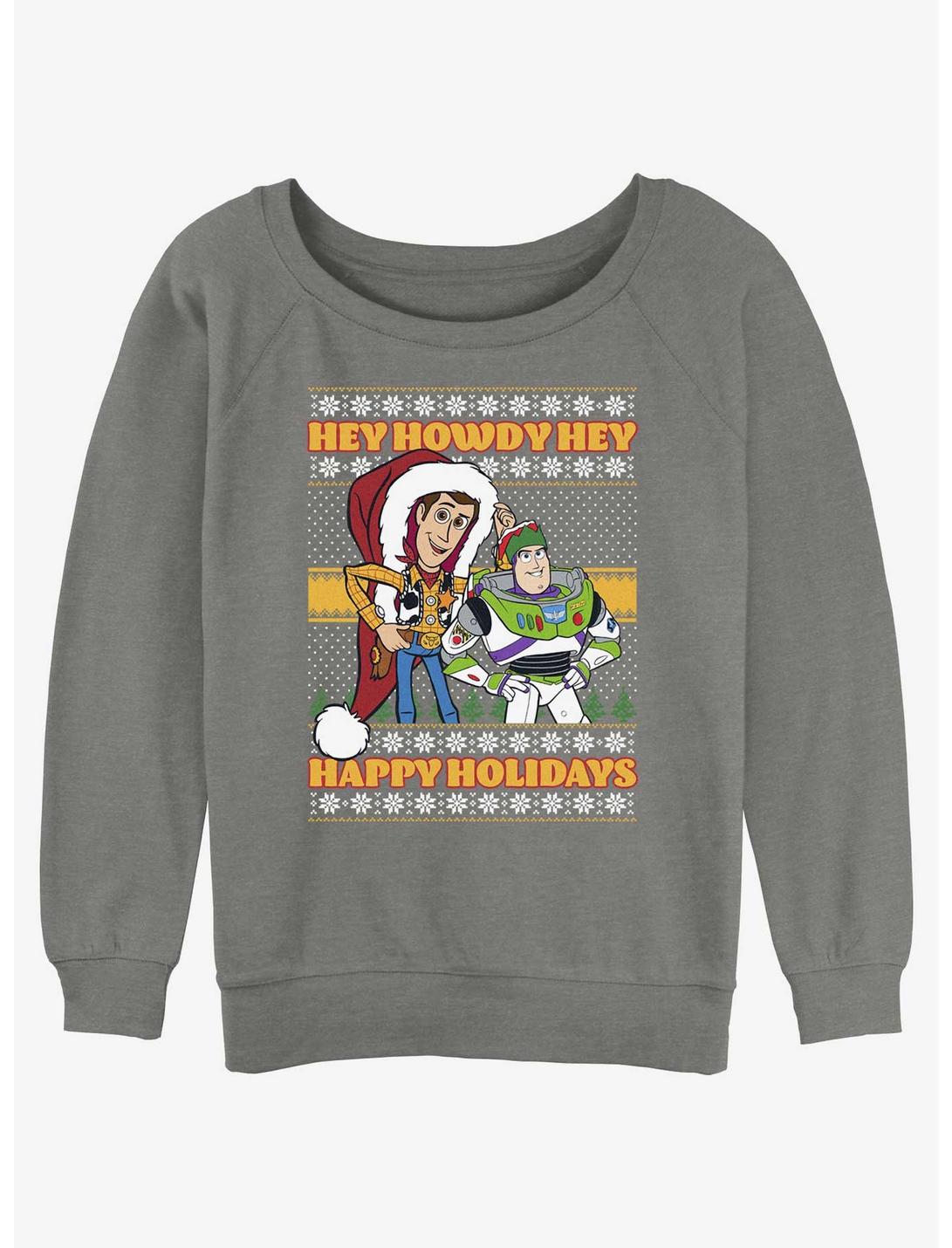 Disney Pixar Toy Story Howdy Ugly Christmas Womens Slouchy Sweatshirt, GRAY HTR, hi-res