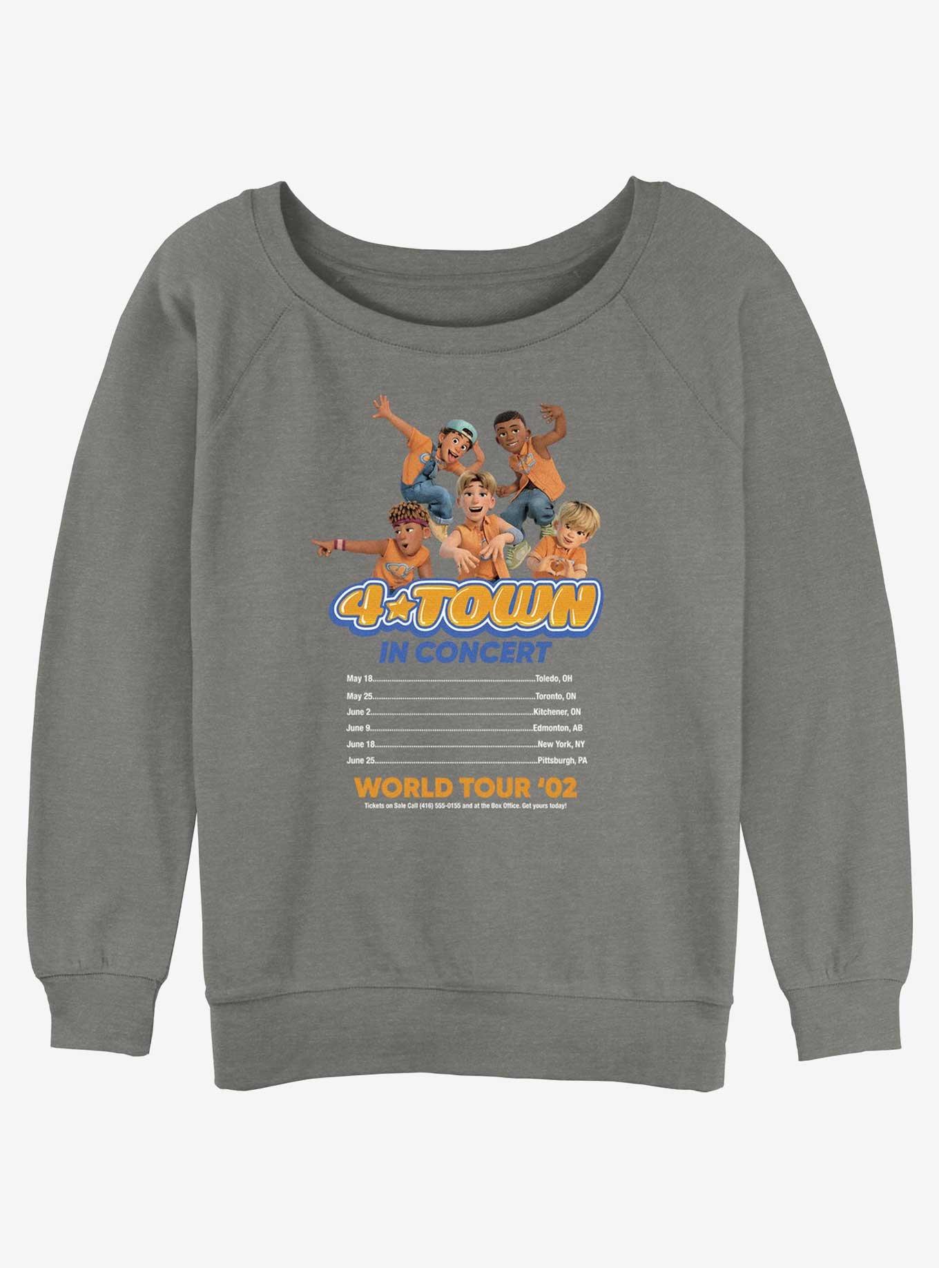 Disney Pixar Turning Red 4 Town Concert Listing Womens Slouchy Sweatshirt, GRAY HTR, hi-res