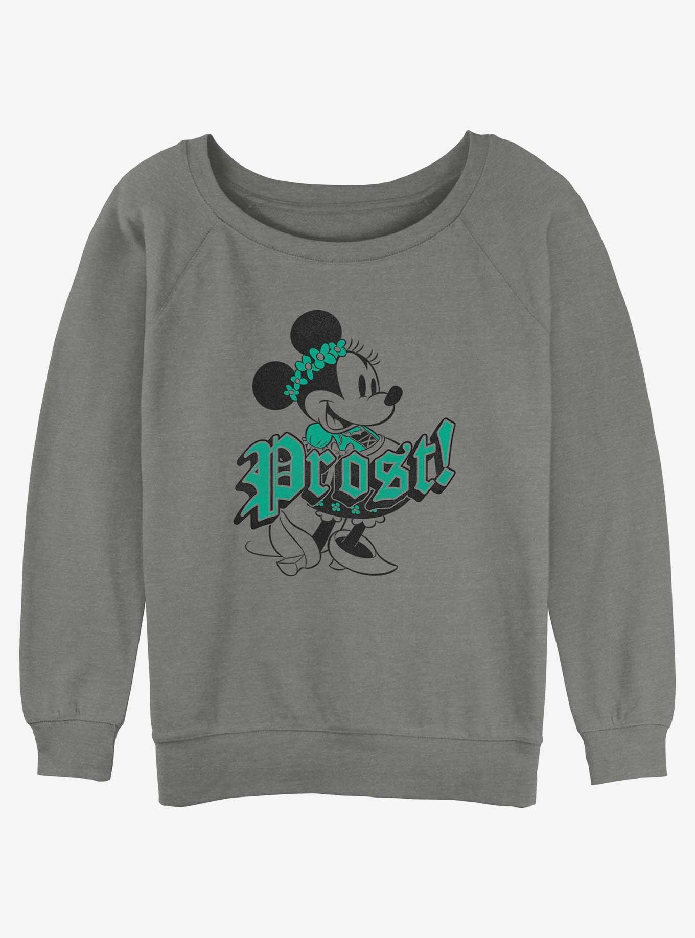 Disney Minnie Mouse Prost Cheers in German Womens Slouchy Sweatshirt, GRAY HTR, hi-res