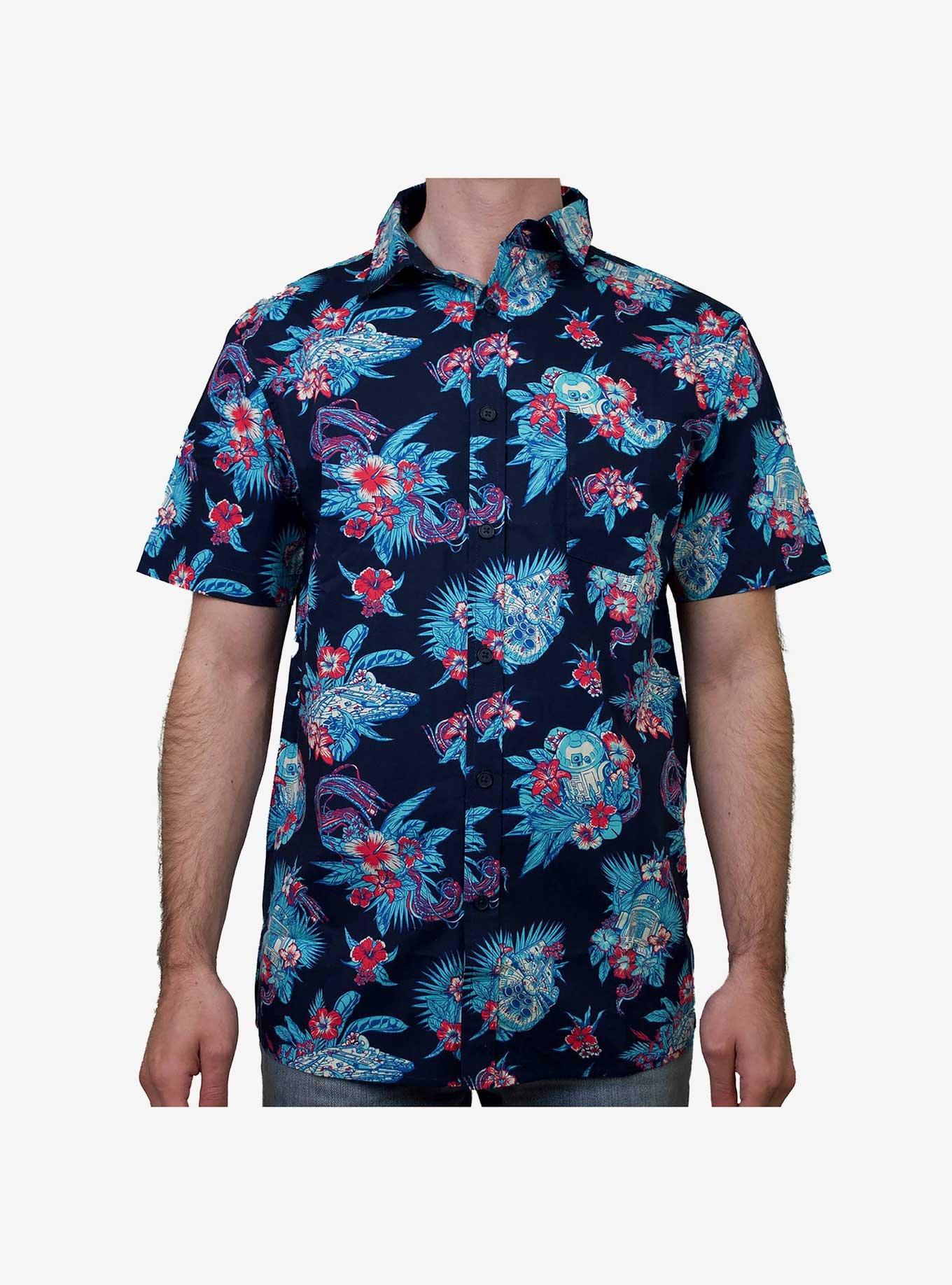 Star Wars R2-D2 & Millennium Falcon Pulled Cords Woven Button-Up, , hi-res