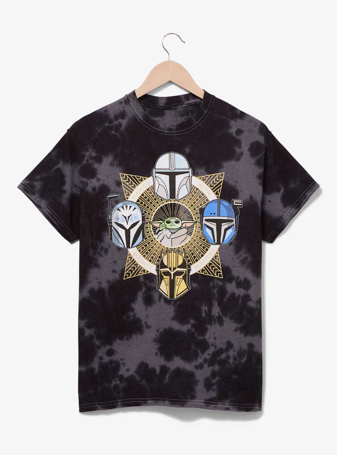 Star Wars The Mandalorian Grogu & Mandalorian Helmets Tie-Dye T-Shirt - BoxLunch Exclusive, , hi-res