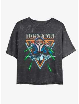 Star Wars The Mandalorian Bo-Katan Dogfight Mineral Wash Girls Crop T-Shirt, , hi-res