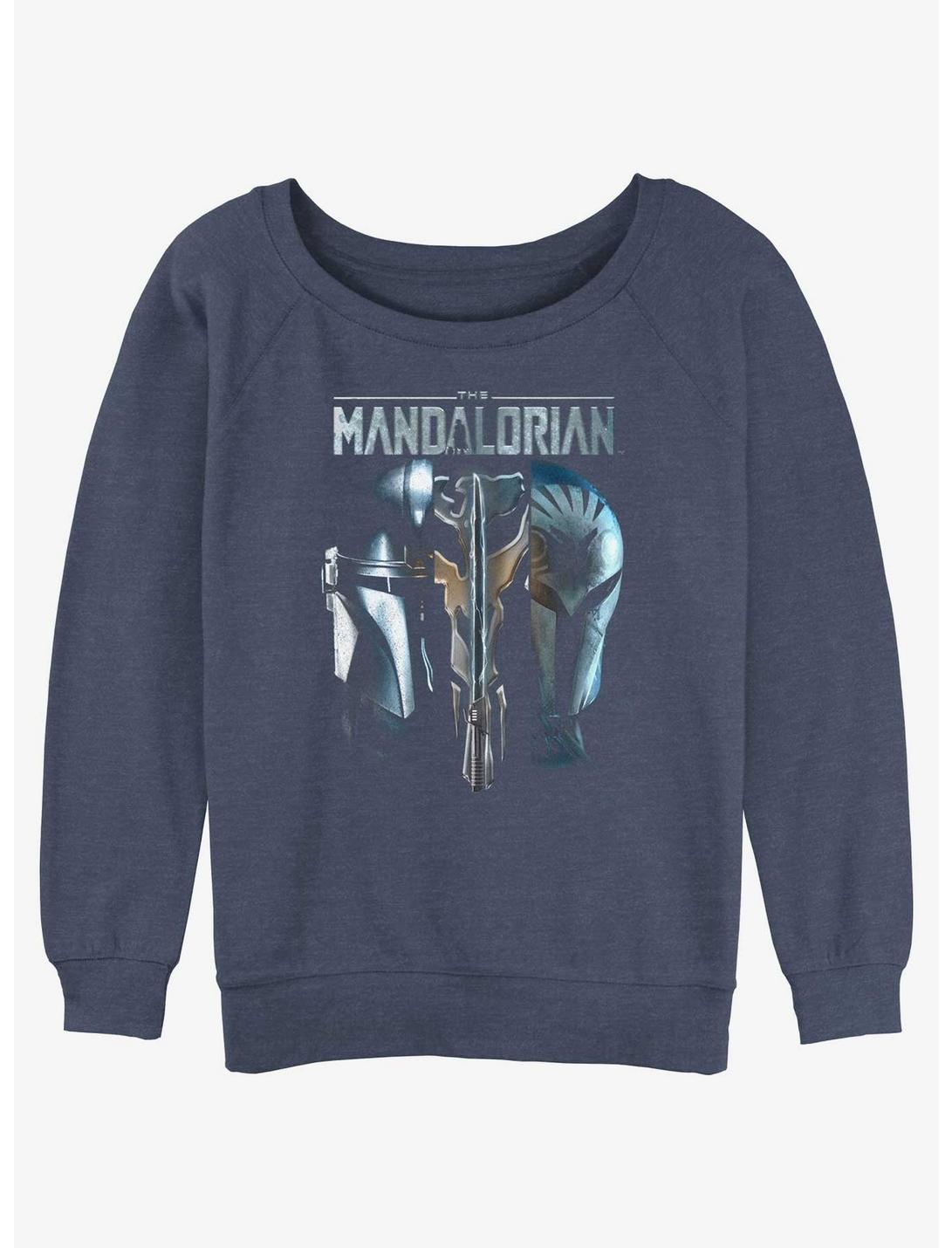Star Wars The Mandalorian Din Djarin & Bo-Katan Mythosaur Hot Topic Web Exclusive Slouchy Sweatshirt, BLUEHTR, hi-res
