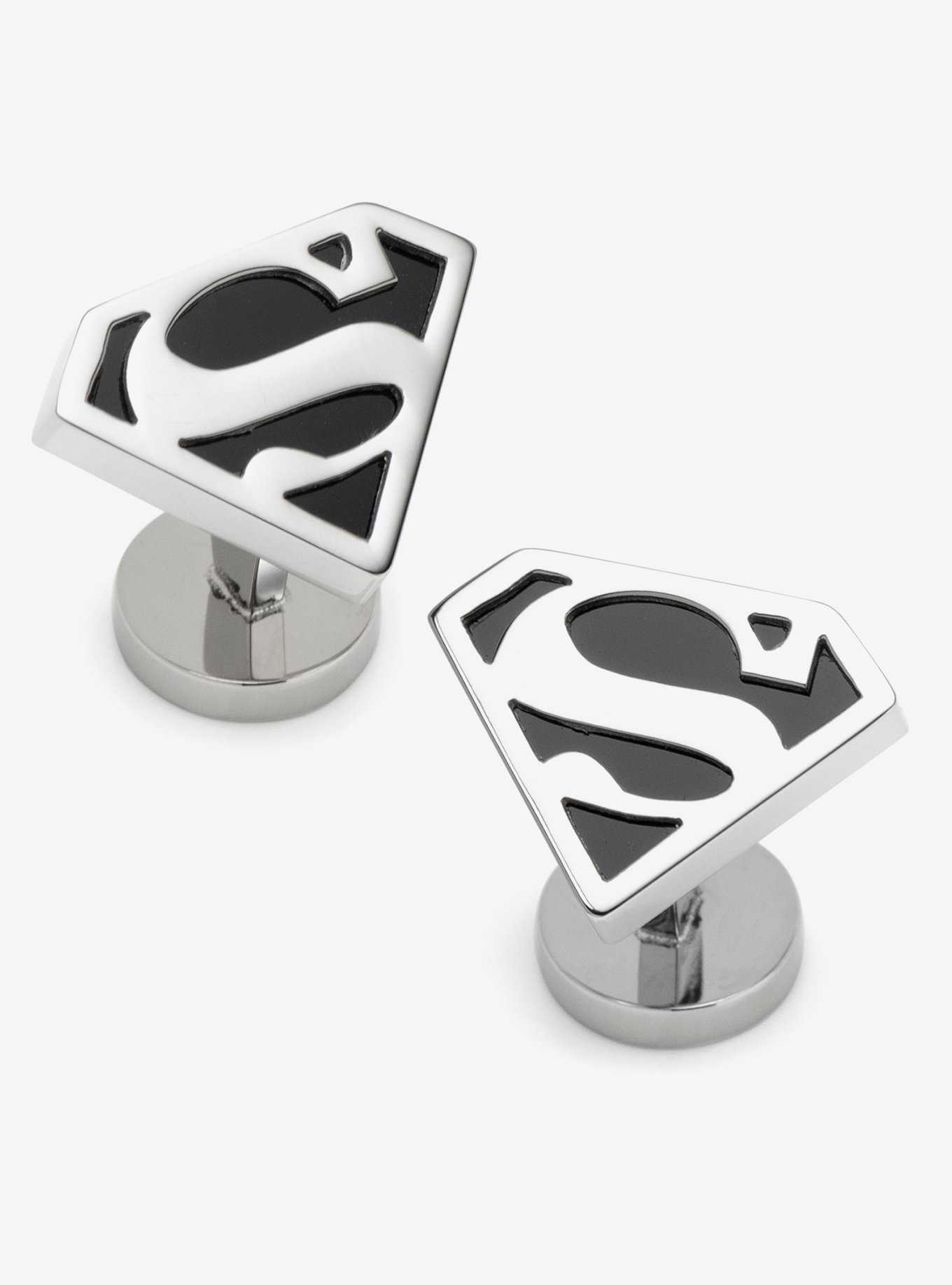 DC Comics Superman Black Onyx Stainless Steel Cufflinks, , hi-res
