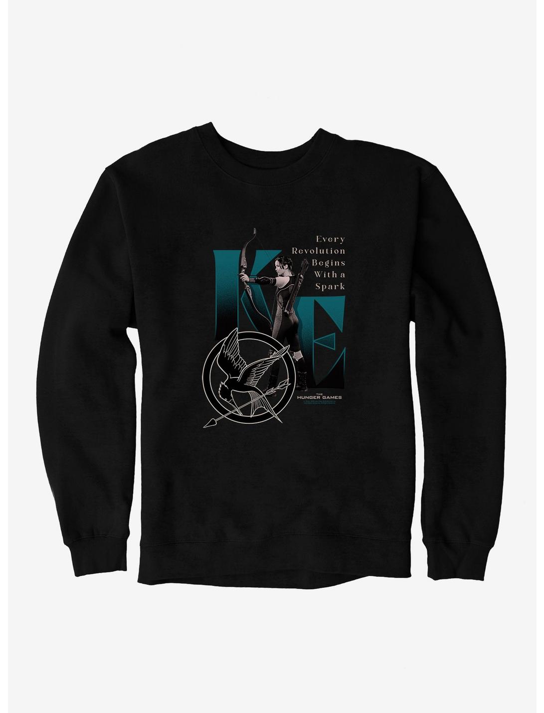 Hunger Games Katniss Everdeen Spark Revolution Sweatshirt, BLACK, hi-res