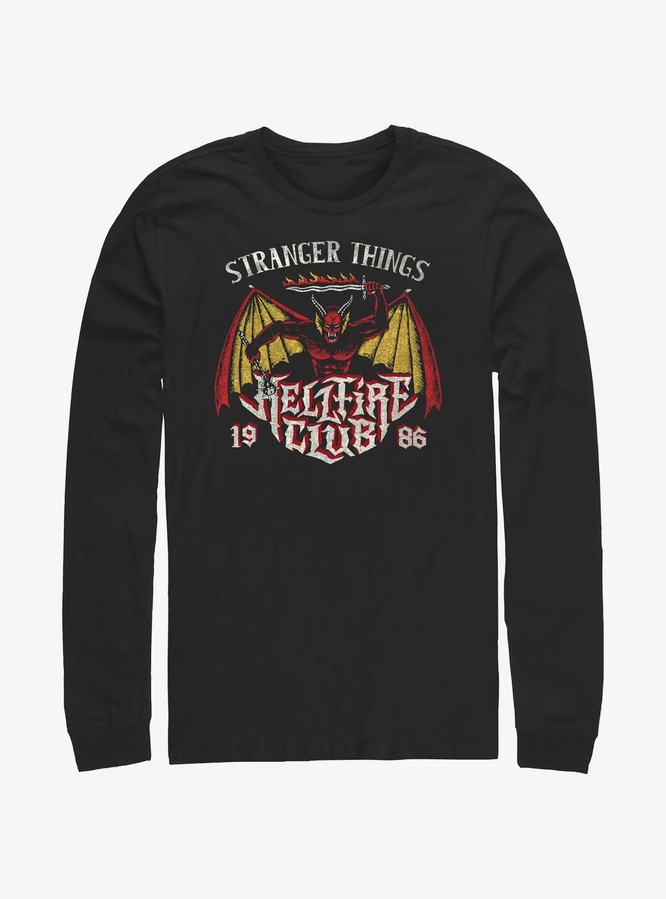Stranger Things Demon Hellfire Club Long-Sleeve T-Shirt, BLACK, hi-res
