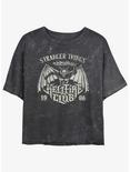 Stranger Things Hellfire Club Metal Band Mineral Wash Girls Crop T-Shirt, BLACK, hi-res