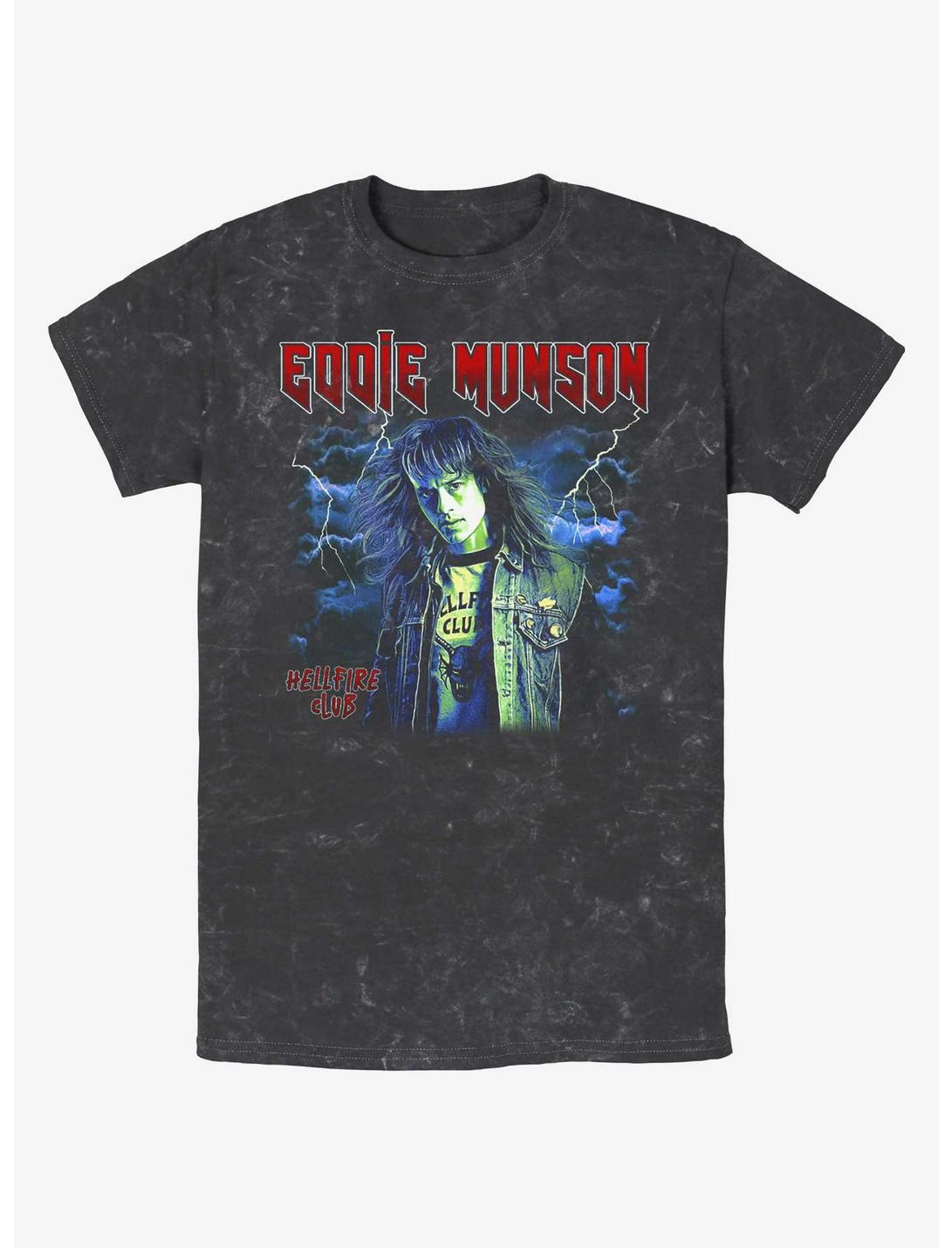 Stranger Things Eddie Munson Hellfire Club Mineral Wash T-Shirt, BLACK, hi-res