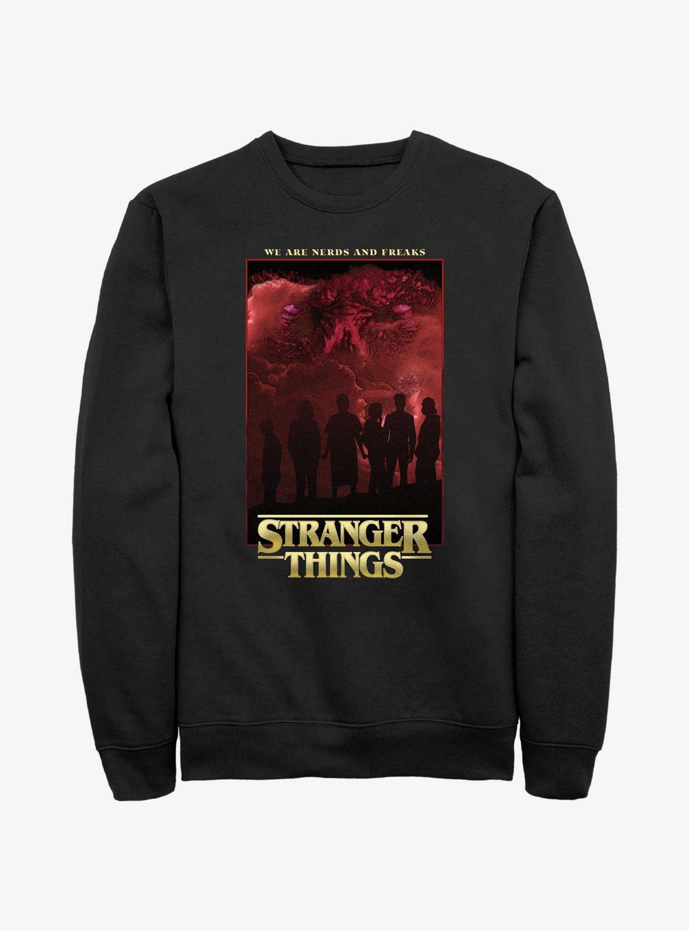 Stranger Things Nerds And Freaks Sweatshirt, BLACK, hi-res