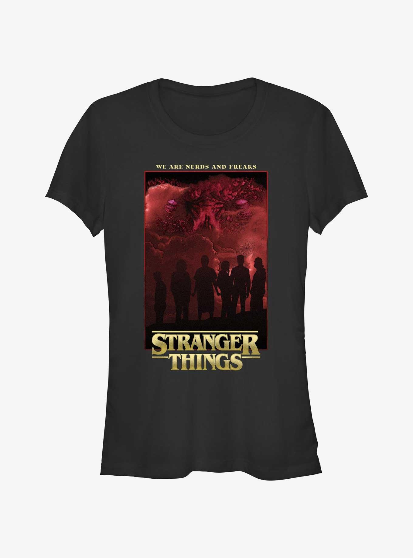 Stranger Things Nerds And Freaks Girls T-Shirt, BLACK, hi-res