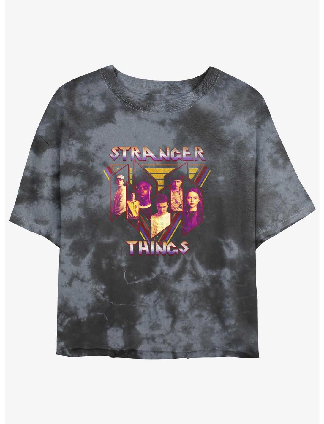 Stranger Things Heavy Metal Band Tie-Dye Girls Crop T-Shirt, BLKCHAR, hi-res