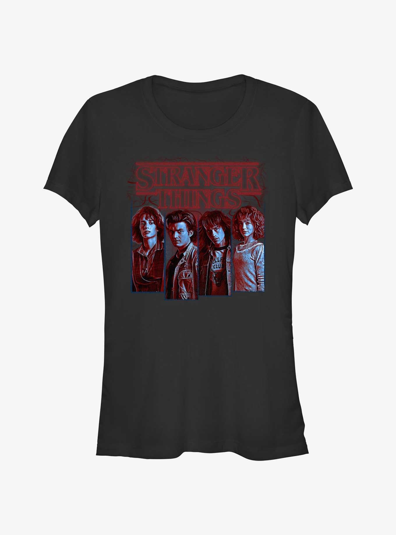 Stranger Things Robin, Steve, Eddie, Nancy Girls T-Shirt, BLACK, hi-res