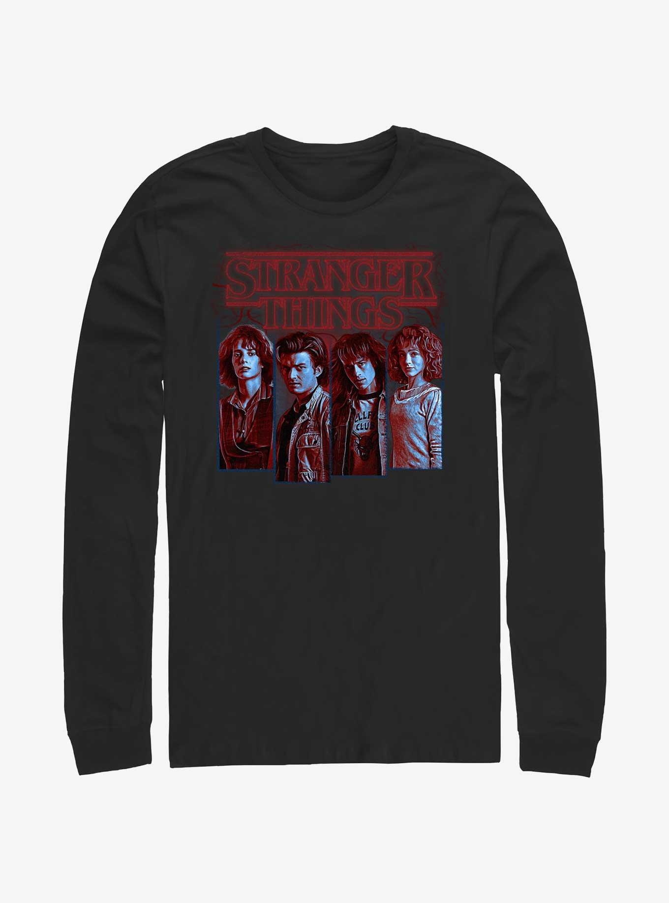 Stranger Things Robin, Steve, Eddie, Nancy Long-Sleeve T-Shirt, BLACK, hi-res