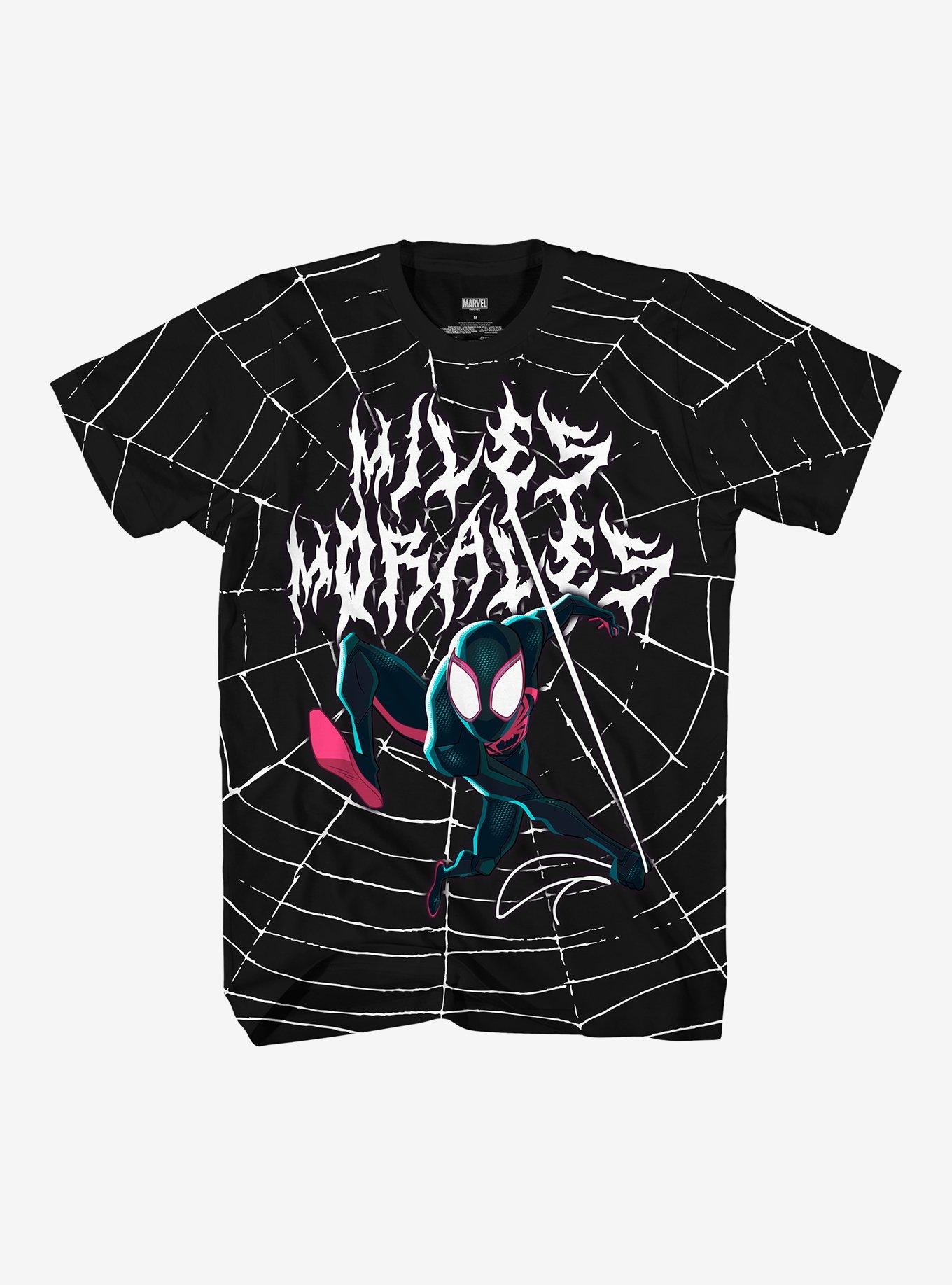 Marvel Spider-Man: Across The Spider-Verse Miles Morales Heavy Metal Web T-Shirt, BLACK, hi-res