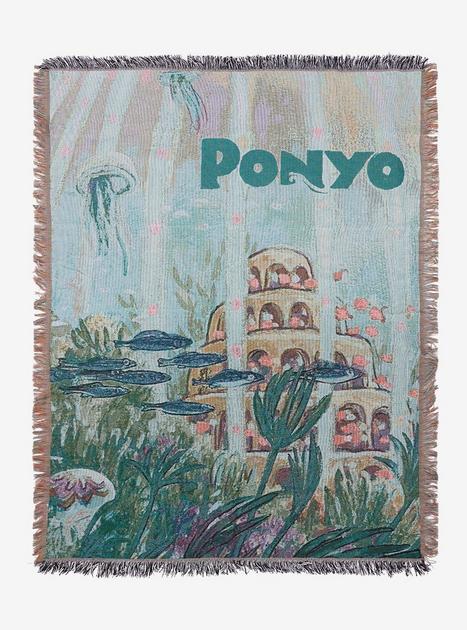 Studio Ghibli Ponyo Underwater Scene Portrait Tapestry Throw