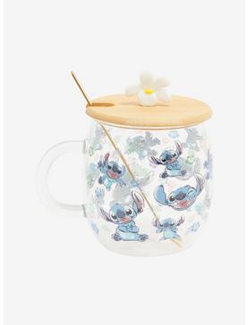 Disney Lilo & Stitch Allover Print Glass Mug with Lid , , hi-res