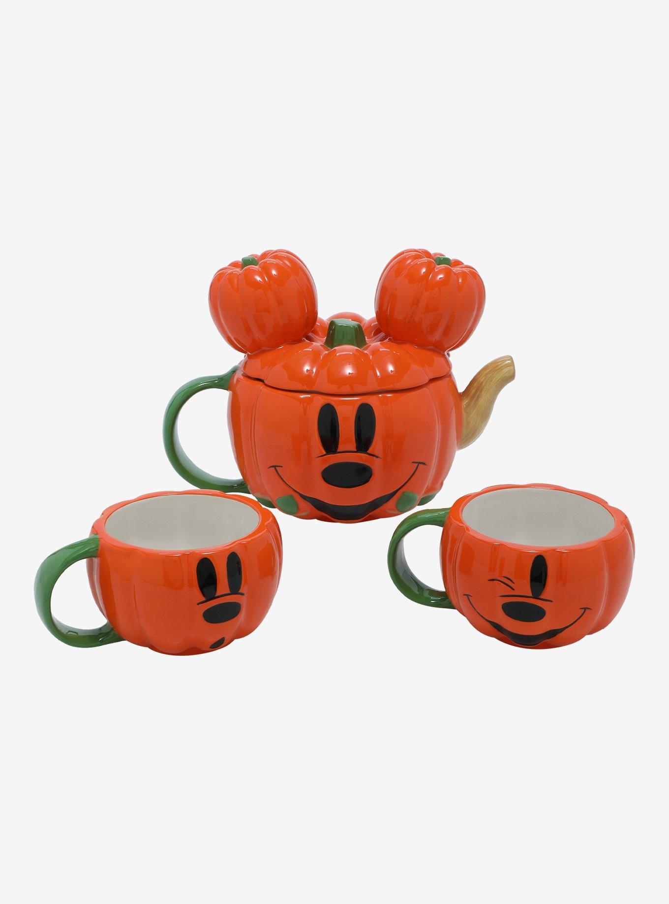 Disney Mickey Mouse Pumpkin Tea Pot and Cups Set