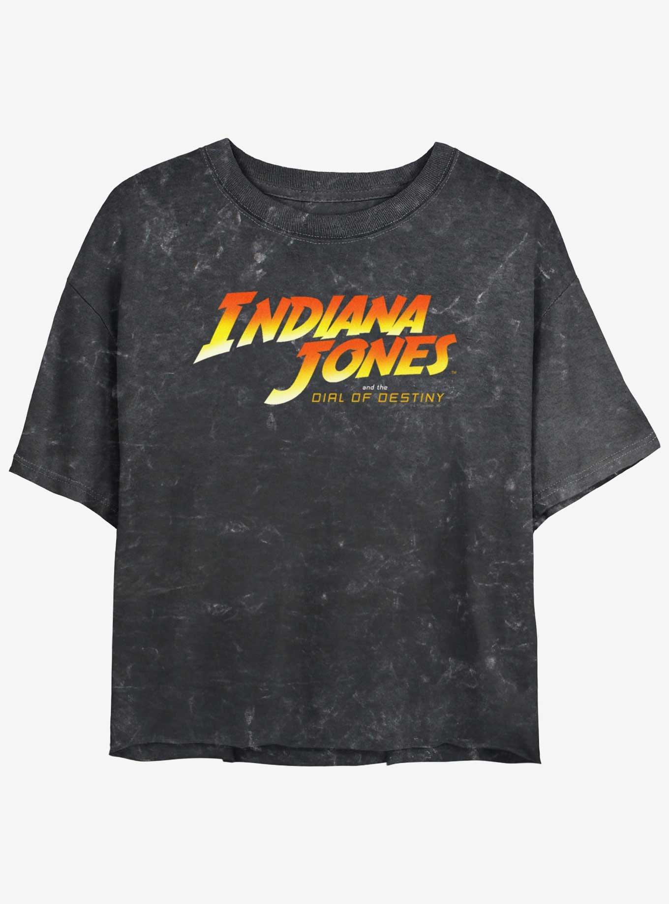 Indiana Jones and the Dial of Destiny Logo Mineral Wash Girls Crop T-Shirt, BLACK, hi-res