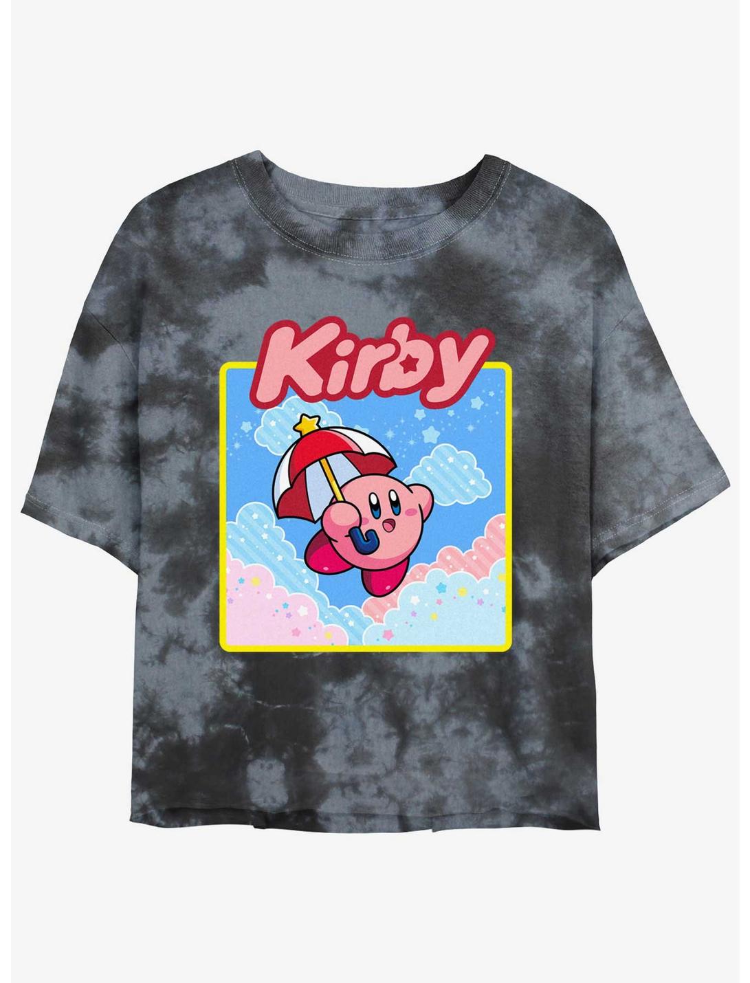 Kirby Starry Parasol Tie-Dye Girls Crop T-Shirt, BLKCHAR, hi-res