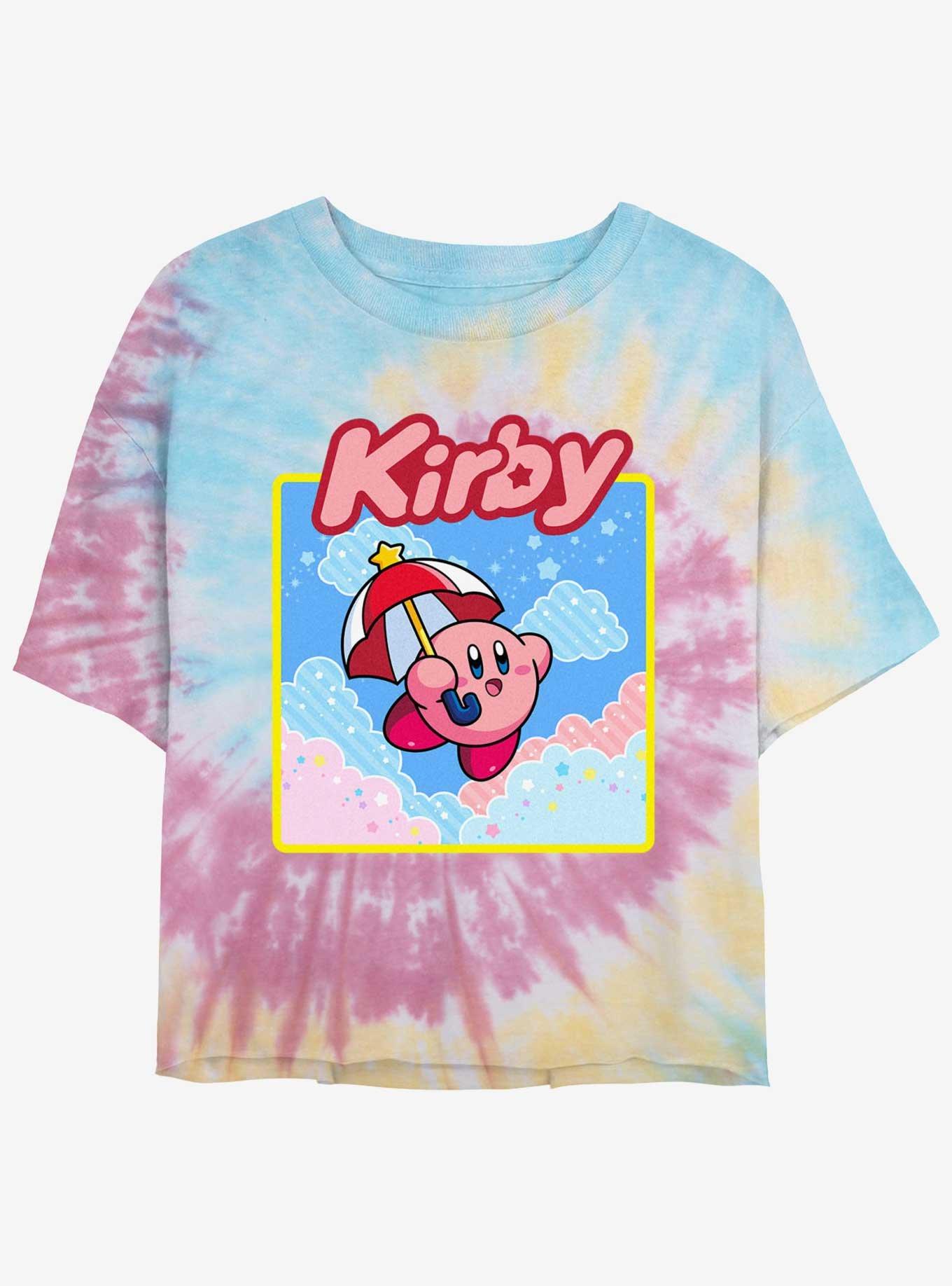 Kirby Starry Parasol Tie-Dye Girls Crop T-Shirt, , hi-res