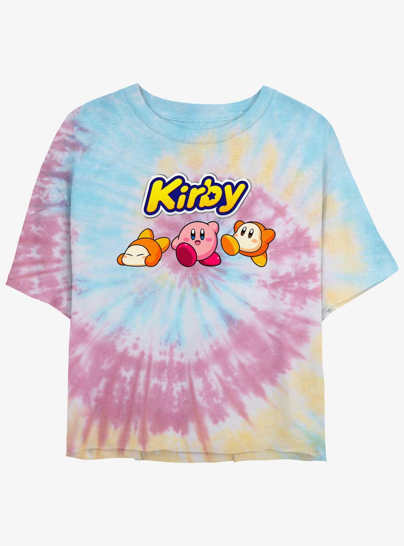 Kirby and Waddle Dee Logo Tie-Dye Girls Crop T-Shirt