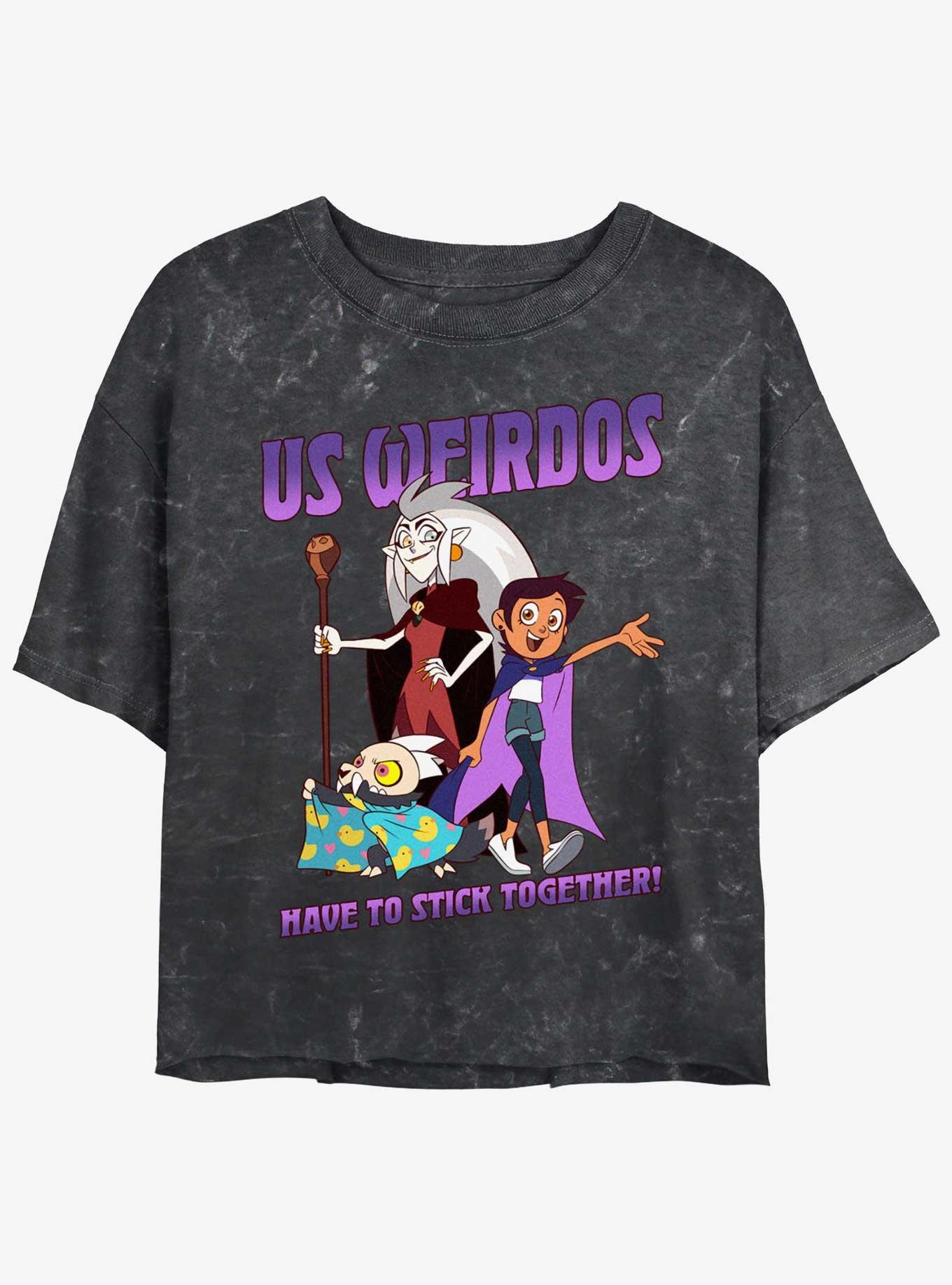 Disney The Owl House Weirdos Unite Mineral Wash Girls Crop T-Shirt, BLACK, hi-res