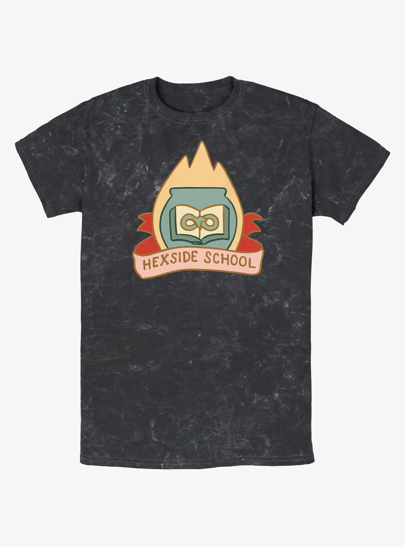 Disney The Owl House Hexside School Logo Mineral Wash T-Shirt, BLACK, hi-res