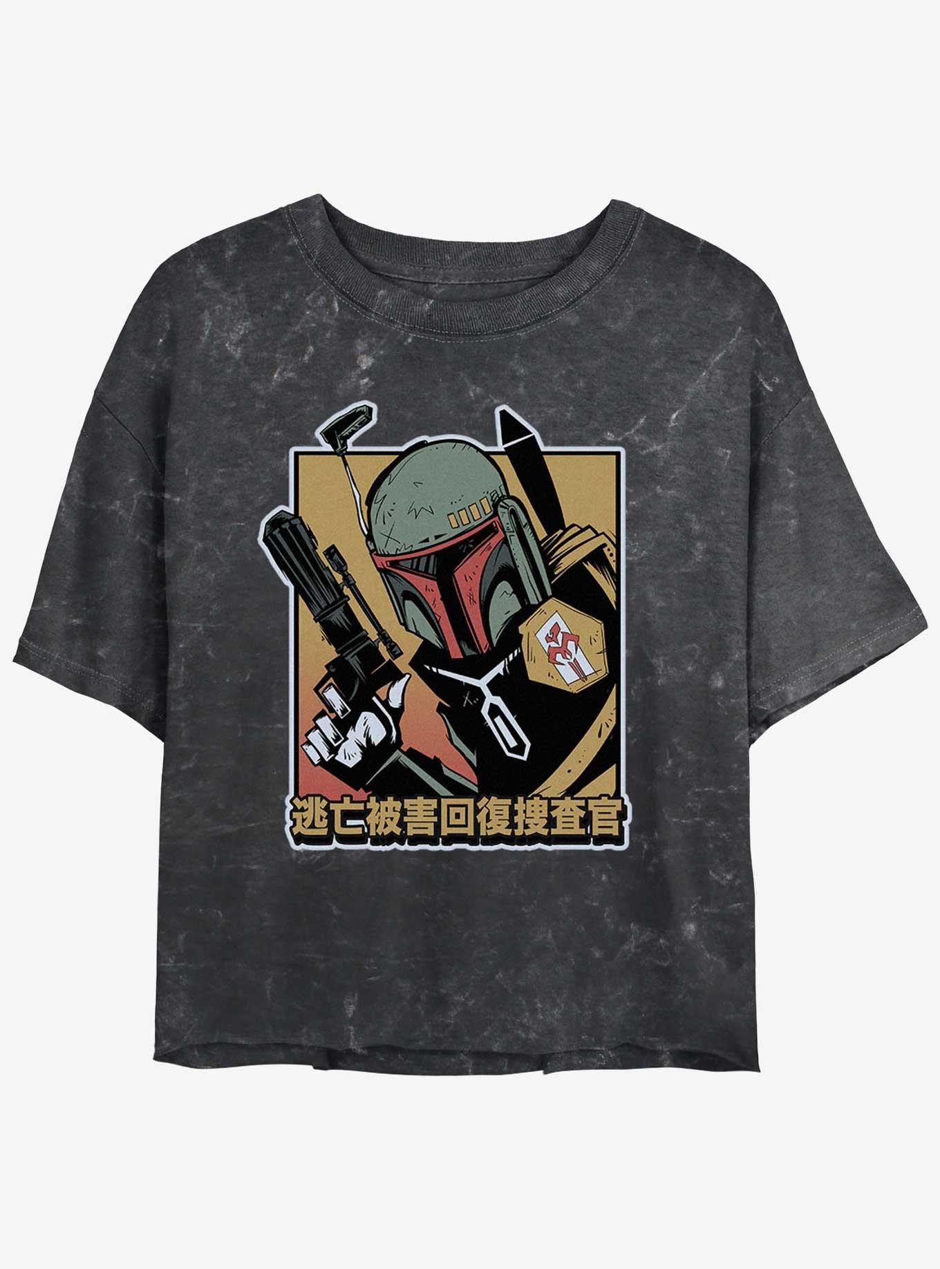 Star Wars Boba Fett Bounty Hunter Mineral Wash Girls Crop T-Shirt