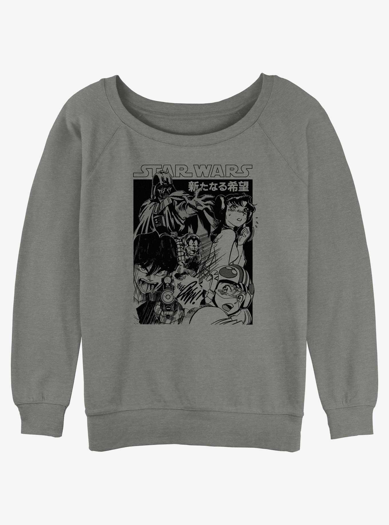 Star Wars Anime Style Galactic Heroes Poster Slouchy Sweatshirt, GRAY HTR, hi-res