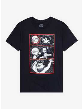 Demon Slayer: Kimetsu No Yaiba Group Black & White Panel T-Shirt, , hi-res
