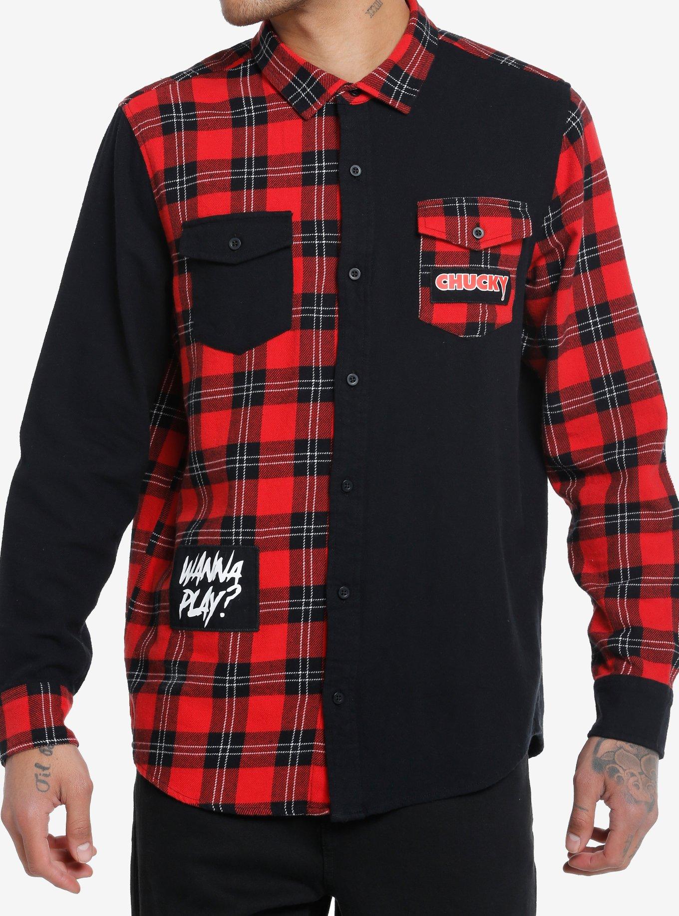 Child's Play Chucky Plaid Split Woven Button-Up | Her Universe