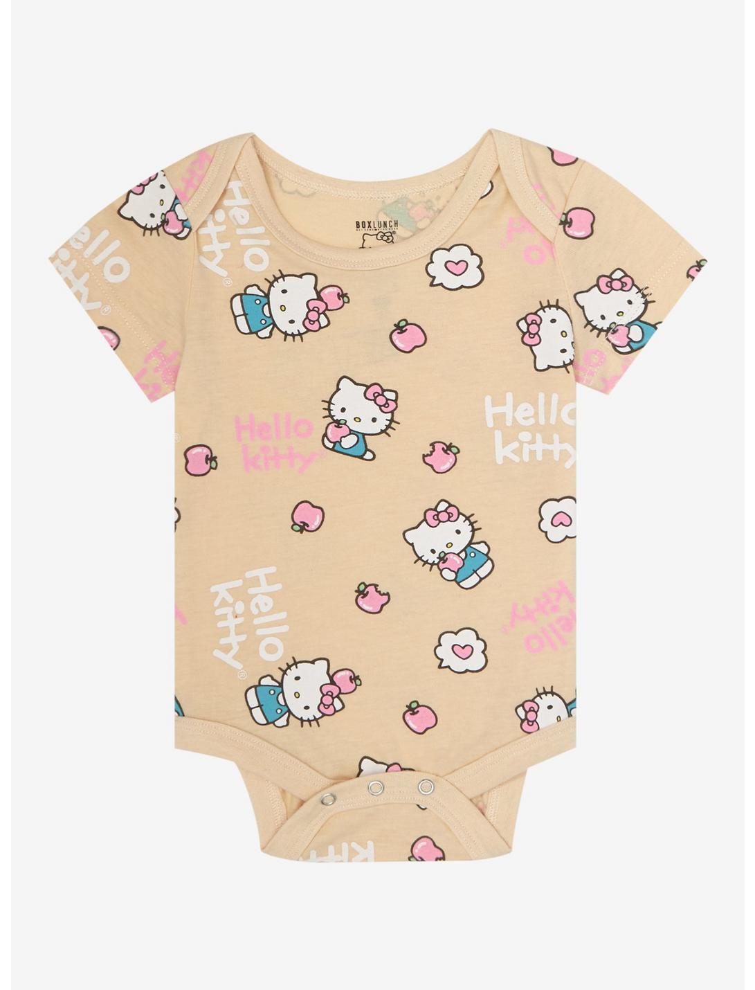 Sanrio Hello Kitty Apple Allover Print Infant One-Piece - BoxLunch Exclusive, PEACH, hi-res