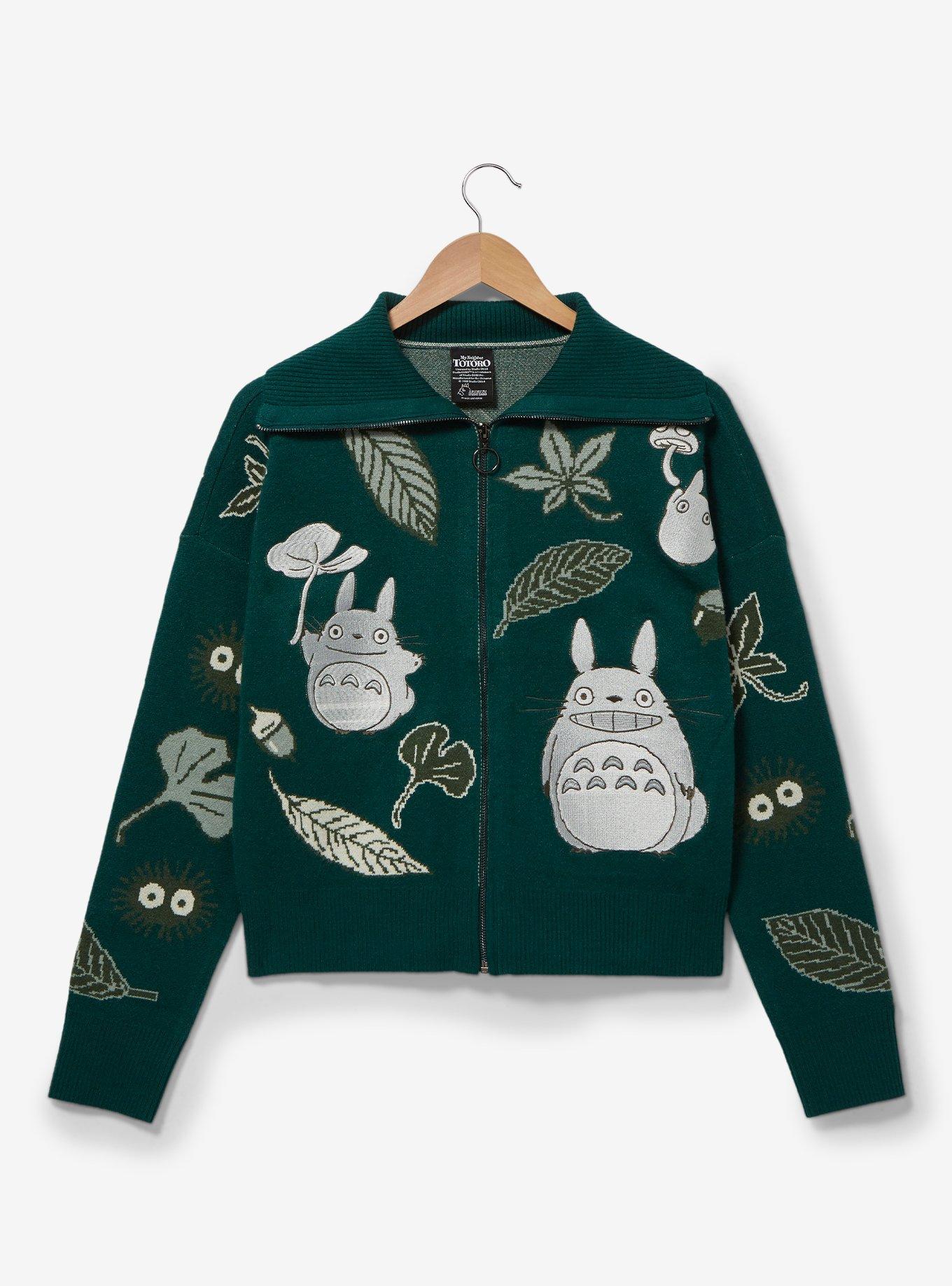 Studio Ghibli My Neighbor Totoro Allover Print Zippered Women's Sweater - BoxLunch Exclusive, DARK GREEN, hi-res