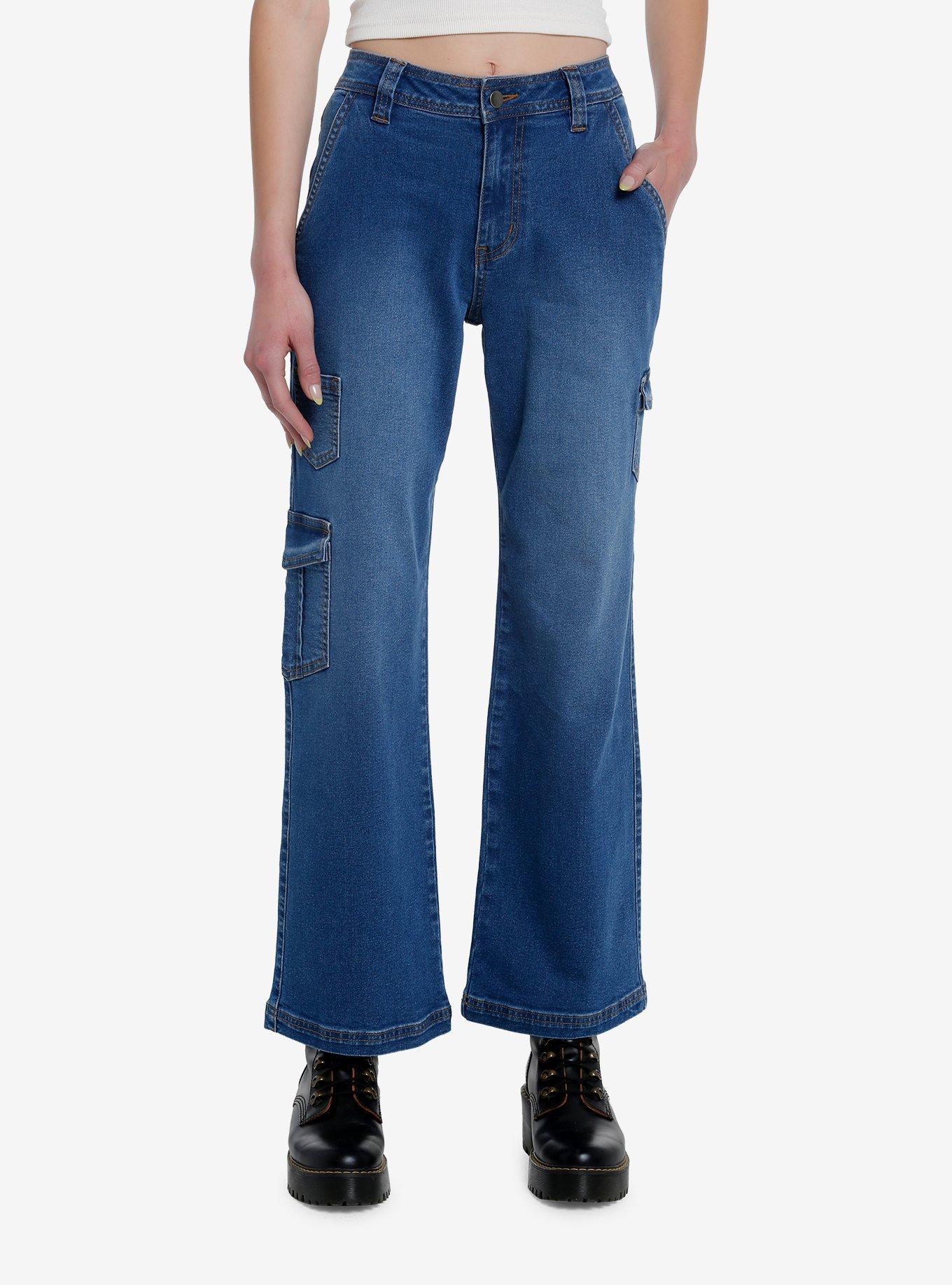 Blue Denim Cargo Pants, , hi-res