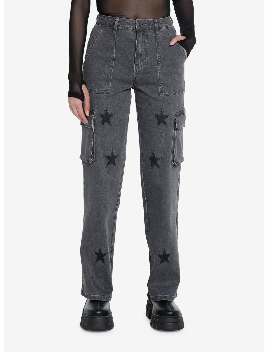 Social Collision Grey Star Cargo Pants, GREY, hi-res